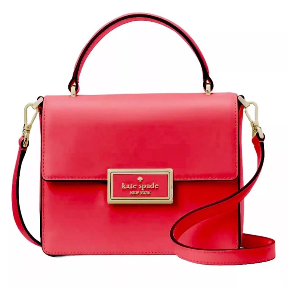 KATE SPADE Reegan Leather Top Handle Small Satchel Crossbody Handbag, Red, NWT